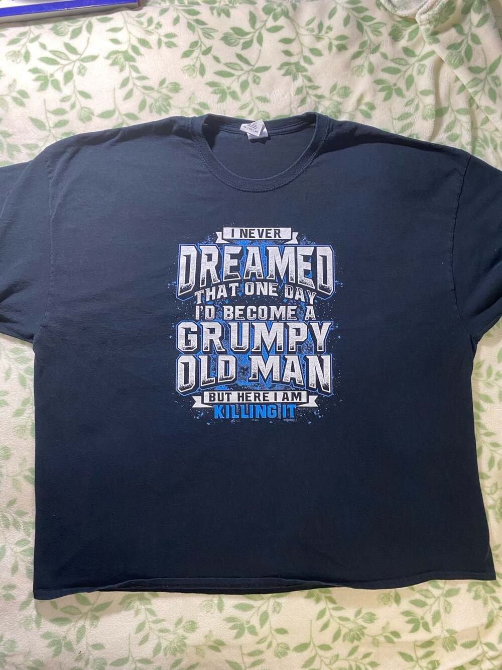 Gildan Grumpy Old Man Killing It Graphic T-Shirt Navy Blue Size 4XL